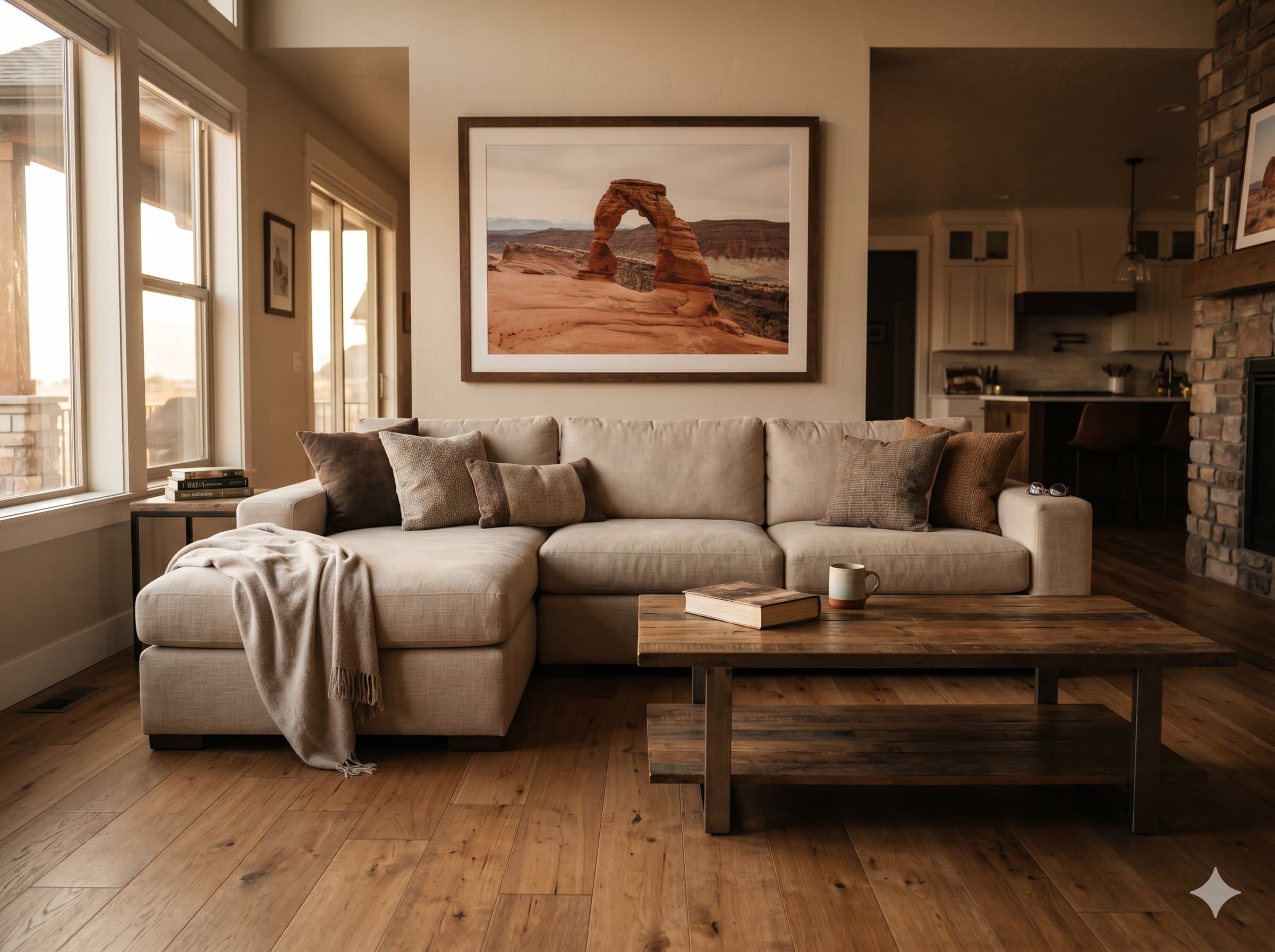 Interior of a warm Utah Craftsman living room