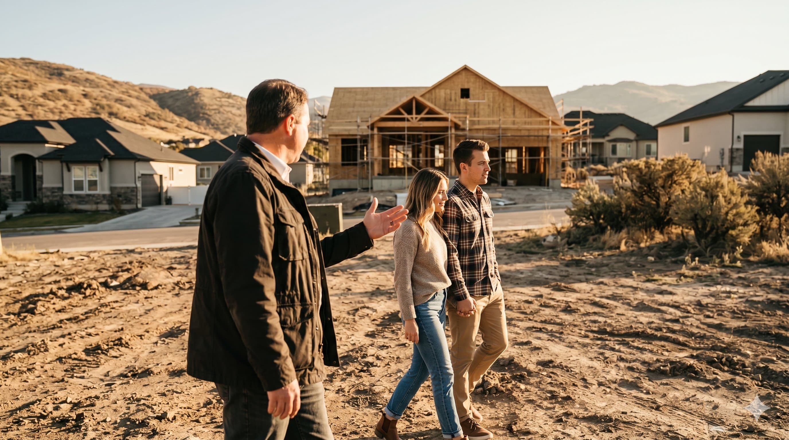 Tammi Nordfors touring a new construction site with clients
